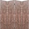 84" Brown Folding Four Panel Screen Room Divider