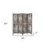 84" Brown Wood Folding Four Panel Screen Room Divider