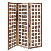 72" Brown Solid Wood Folding Three Panel Screen Room Divider