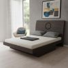 Gray Wood King Bed Frame With Drawer