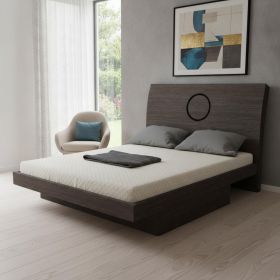Gray Wood King Bed Frame With Drawer