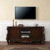 74" Dark Brown Solid Wood Enclosed Storage