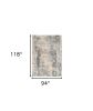 8' X 10' Ivory And Blue Abstract Area Rug