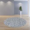 8' Slate Blue And Ivory Abstract Hand Woven Round Rug