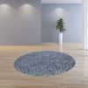 8' Indigo And Ivory Abstract Hand Woven Round Rug