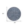 8' Indigo And Ivory Abstract Hand Woven Round Rug