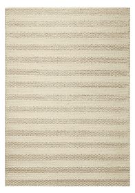 5' X 7' Ivory And White New Zealand Lambs Wool Striped Hand Woven Area Rug