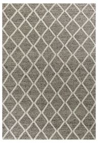 5' X 7' Dark Gray and Ivory Wool Diamond Hand Woven Berber Area Rug