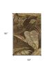 5' X 8' Brown And Beige Wool Botanical Leaves Hand Tufted Area Rug