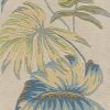 5' X 8' Ivory And Blue Wool Botanical Leaves Hand Tufted Area Rug