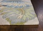5' X 8' Ivory And Blue Wool Botanical Leaves Hand Tufted Area Rug