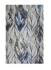 8' X 11' Gray And Navy Blue Botanical Leaves Area Rug