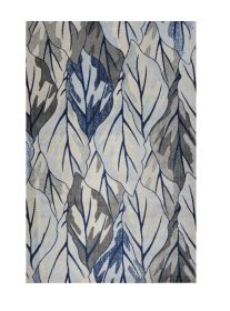 8' X 11' Gray And Navy Blue Botanical Leaves Area Rug