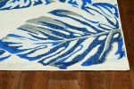 8' X 11' Blue And Gray Botanical Leaves Area Rug