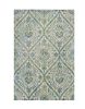 7' X 10' Green Ivory And Teal Medallion Area Rug