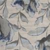 7' X 10' Ivory Blue And Gray Floral Vines Area Rug