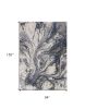 8' X 11' Blue And Gray Abstract Area Rug