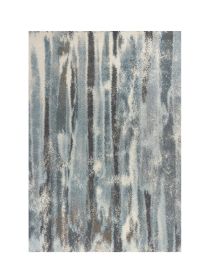 7' X 10' Teal Blue And White Abstract Distressed Area Rug
