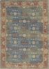 8' X 11' Blue Red And Beige Jute Floral Medallion Handmade Area Rug