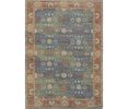 8' X 11' Blue Red And Beige Jute Floral Medallion Handmade Area Rug