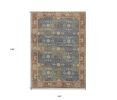 8' X 11' Blue Red And Beige Jute Floral Medallion Handmade Area Rug