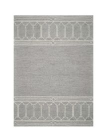 8' X 10' Gray And Ivory Wool Geometric Hand Tufted Area Rug