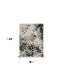 8' X 11' Silver And Black Abstract Area Rug