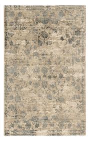 5' X 7' Beige And Blue Floral Medallion Hand Loomed Area Rug