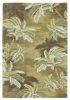 5' X 8' Moss Green And Yellow Wool Tropical Botanical Hand Tufted Area Rug