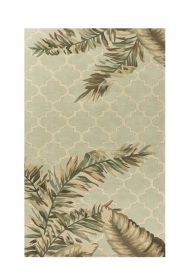 5' X 8' Sage Taupe And Green Wool Tropical Botanical Hand Tufted Area Rug