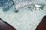 8' X 11' Slate Blue And Ivory Abstract Shag Hand Woven Area Rug