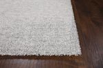 8' X 11' Slate Blue And Ivory Abstract Shag Hand Woven Area Rug
