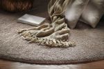 8' X 11' Beige Shag Hand Woven Area Rug