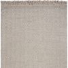 8' X 10' Beige And Gray Wool Chevron Hand Woven Area Rug With Fringe