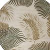 8' Beige Green And Brown Wool Botanical Leaves Hand Tufted Round Rug