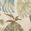 7' Ivory And Blue Wool Botanical Leaves Hand Tufted Round Rug