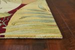 8' Coral Green And Ivory Wool Tropical Botanical Hand Tufted Round Rug