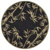 8' Black Green And Brown Wool Tropical Botanical Hand Tufted Round Rug