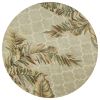 8' Sage Taupe And Green Wool Tropical Botanical Hand Tufted Round Rug