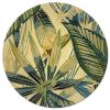 8' Ivory Teal And Green Wool Tropical Botanical Hand Tufted Round Rug