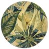 8' Ivory Teal And Green Wool Tropical Botanical Hand Tufted Round Rug