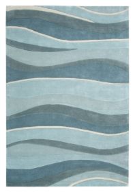 8' X 10' Blue Gray And Ivory Wool Hand Tufted Area Rug