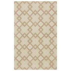 8' X 11' Ivory And Brown Wool Geometric Hand Tufted Area Rug