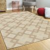 8' X 11' Ivory And Brown Wool Geometric Hand Tufted Area Rug