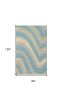 8' X 10' Blue Beige And Green Wool Abstract Hand Tufted Area Rug