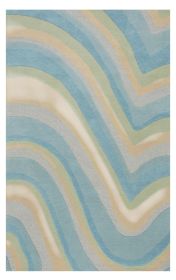 8' X 10' Blue Beige And Green Wool Abstract Hand Tufted Area Rug