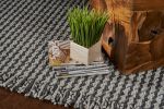9' X 12' Gray And Light Gray Wool Houndstooth Hand Woven Area Rug With Fringe