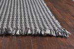 9' X 12' Gray And Light Gray Wool Houndstooth Hand Woven Area Rug With Fringe