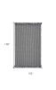 9' X 12' Gray And Light Gray Wool Houndstooth Hand Woven Area Rug With Fringe
