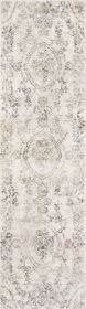 9' X 13' Gray And Tan Floral Distressed Area Rug